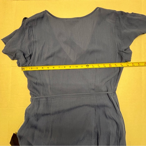 NWT Lulus Heart Of Marigold Wrap Maxi Dress Fluttering Sleeves Blue Sz L - Picture 12 of 16